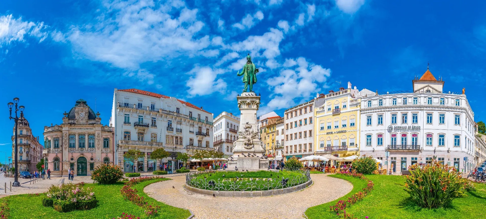 Largo da Portagem square with historic buildings in Coimbra