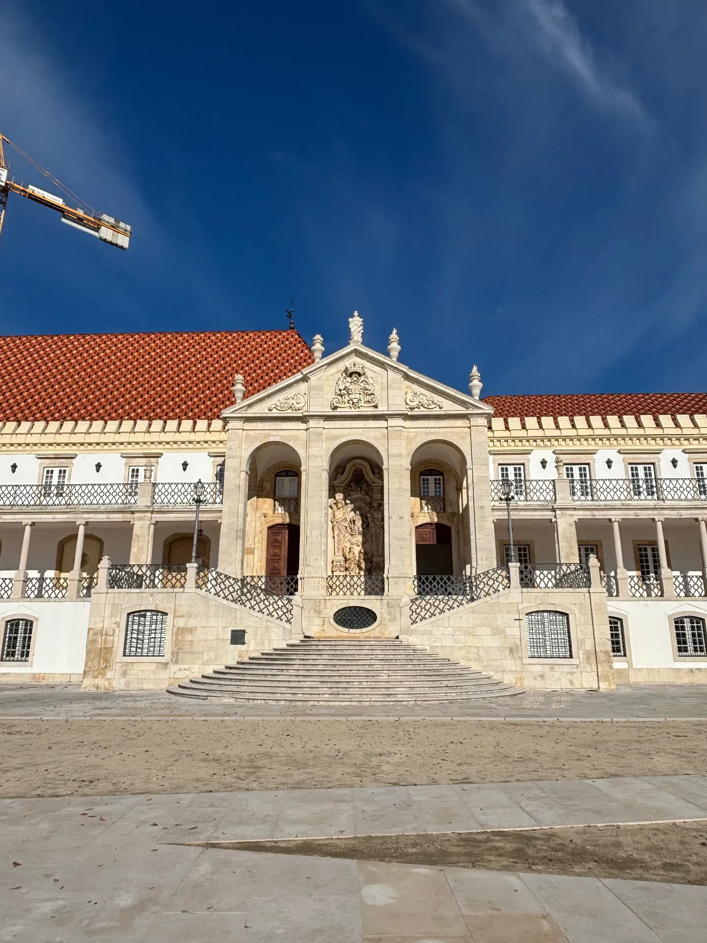 Baroque facade of the University of Coimbra Via Latina, home of the Joanina Library.