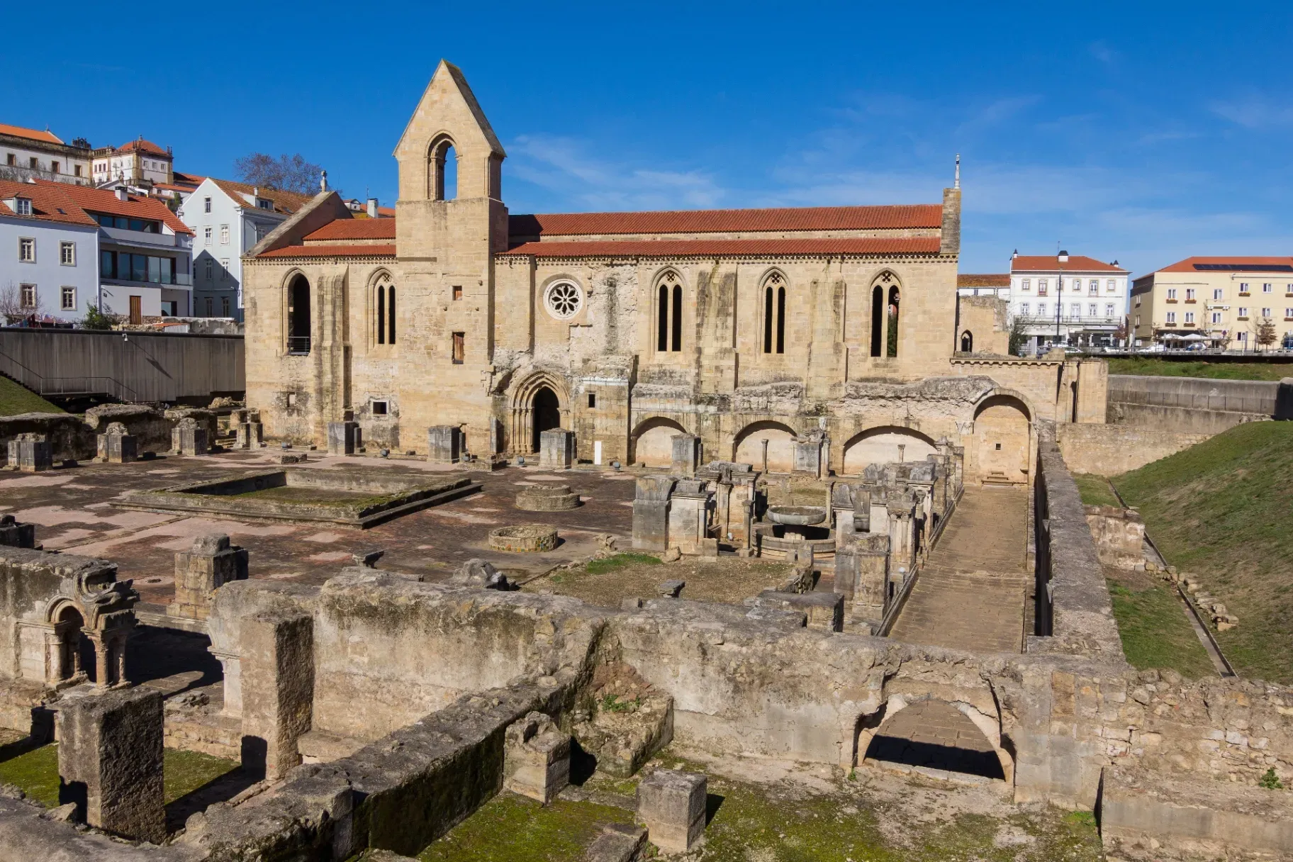 Monastery of Santa Clara-a-Velha ruins by the river in Coimbra